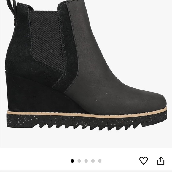 🆕Toms Maddie Black Genuine Leather Shoes with Platform Sole NWT - Desert wedge - Picture 6 of 7